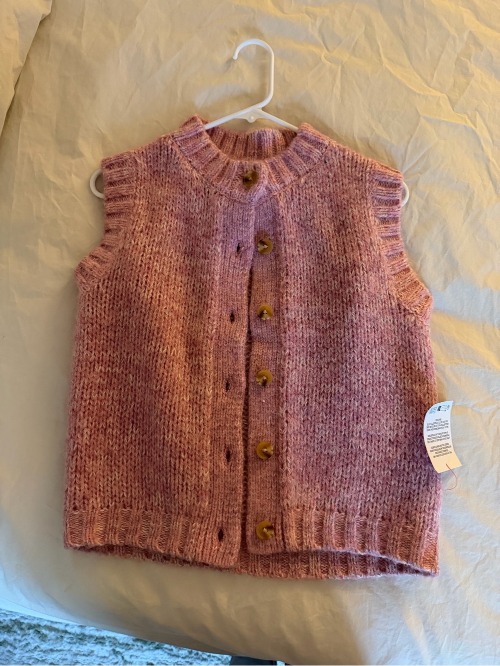 Topshop Pink Marled Knit Sleeveless Vest